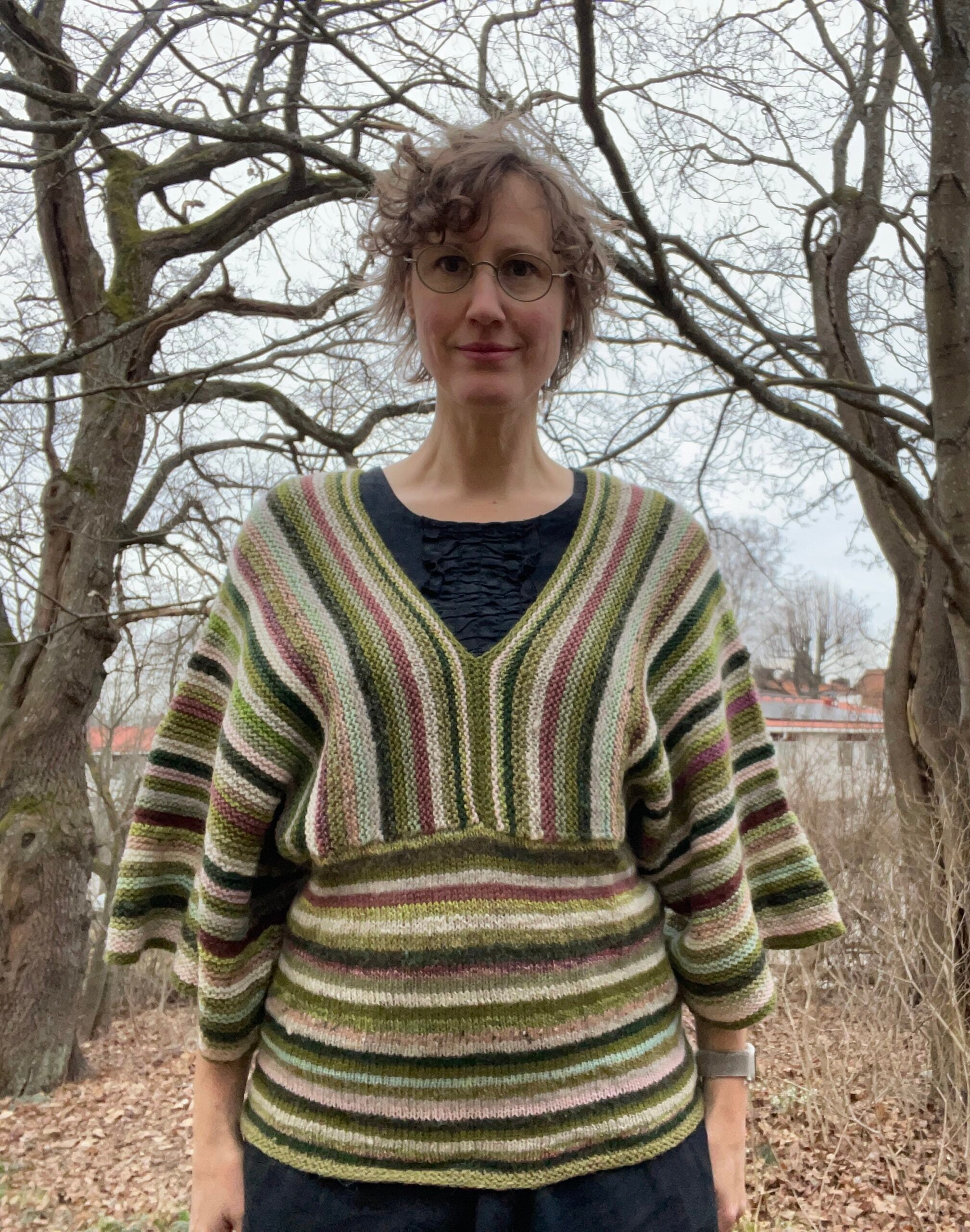 Handknit sweater with kimono sleeves