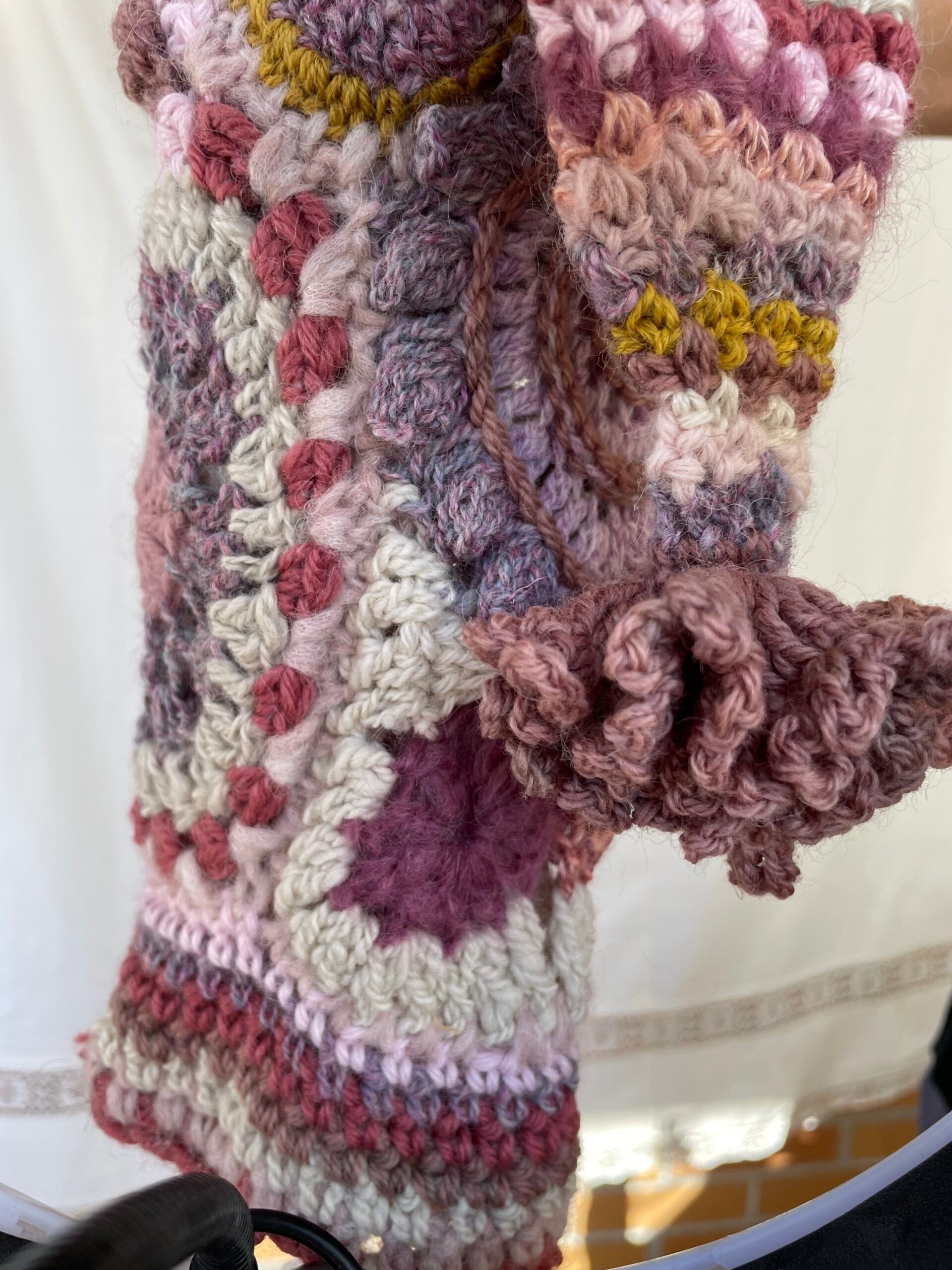 Emily, freeform crochet stocking cap