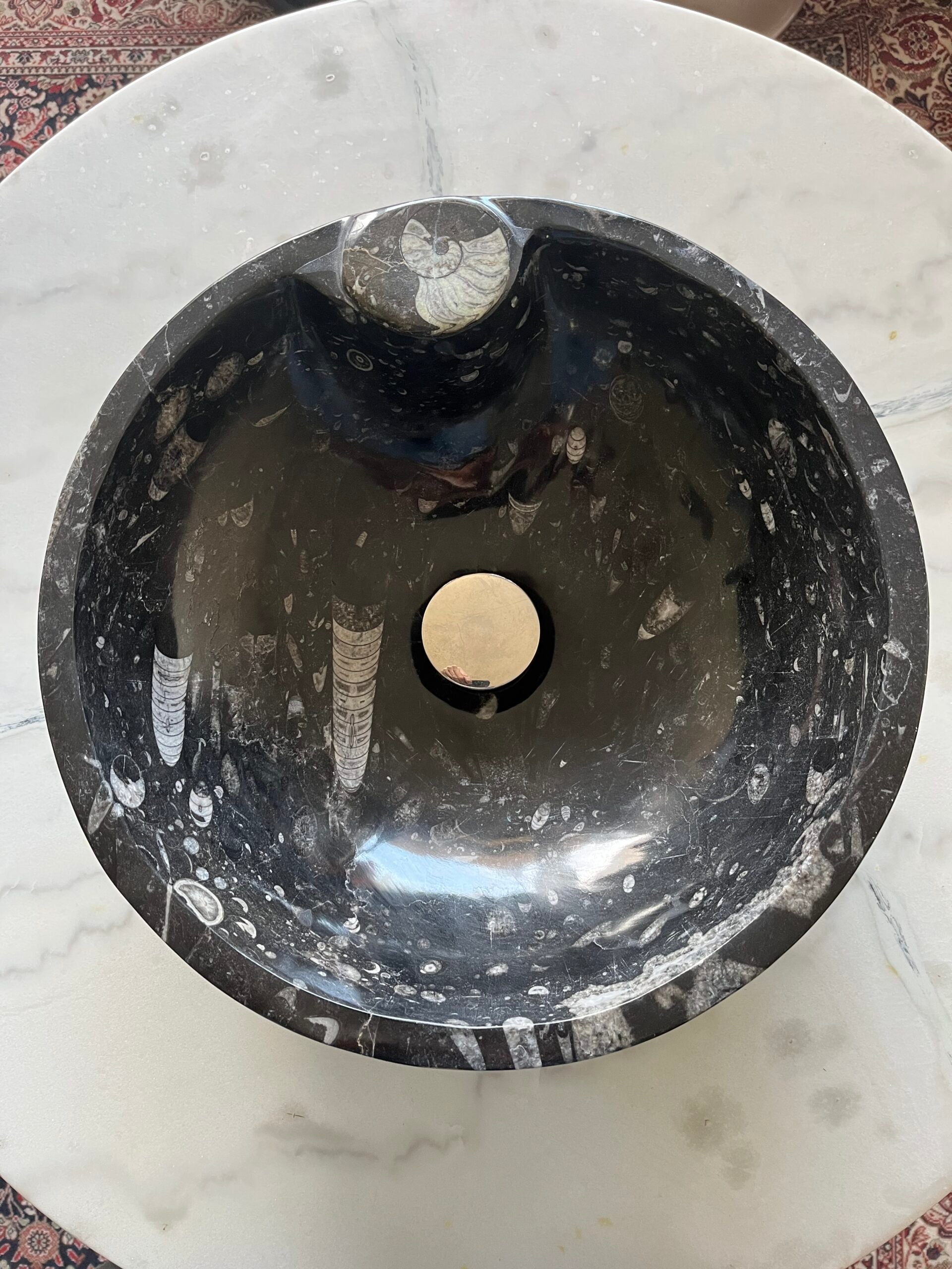 Fossil marble sink