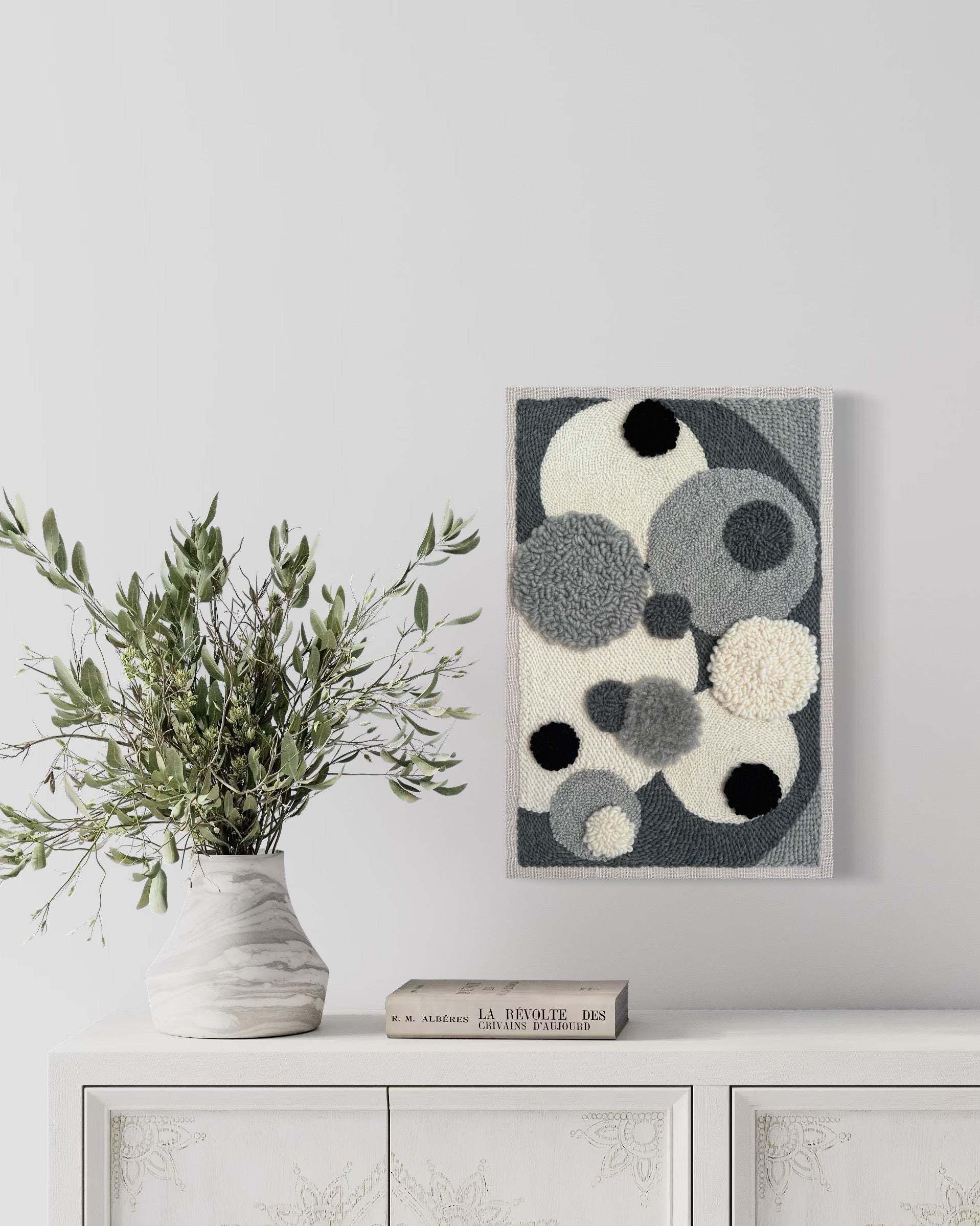 Textured textile art. Väggdekor. Interior design.