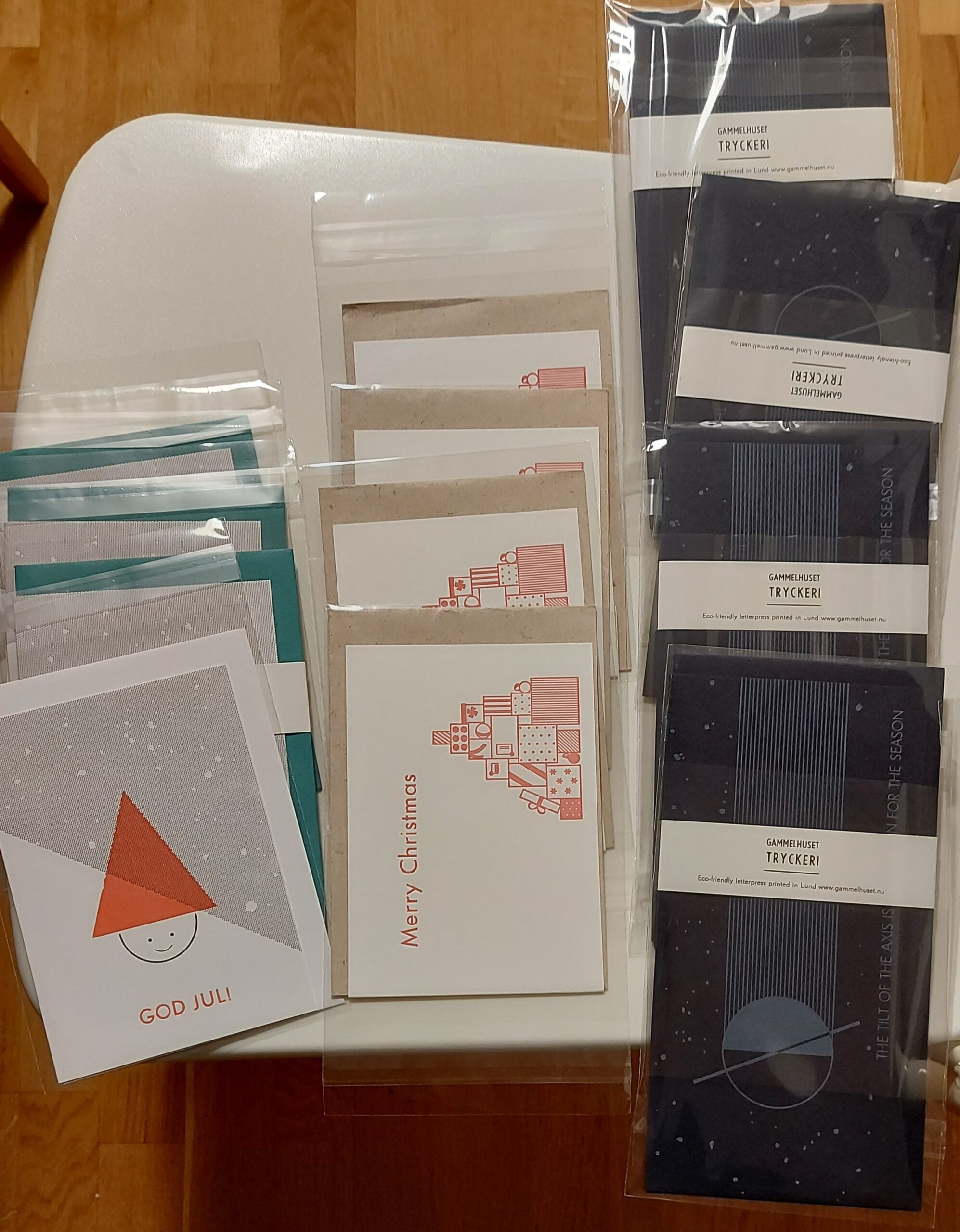 Julkort (1 st), för MINIJULMARKNAD, letterpress