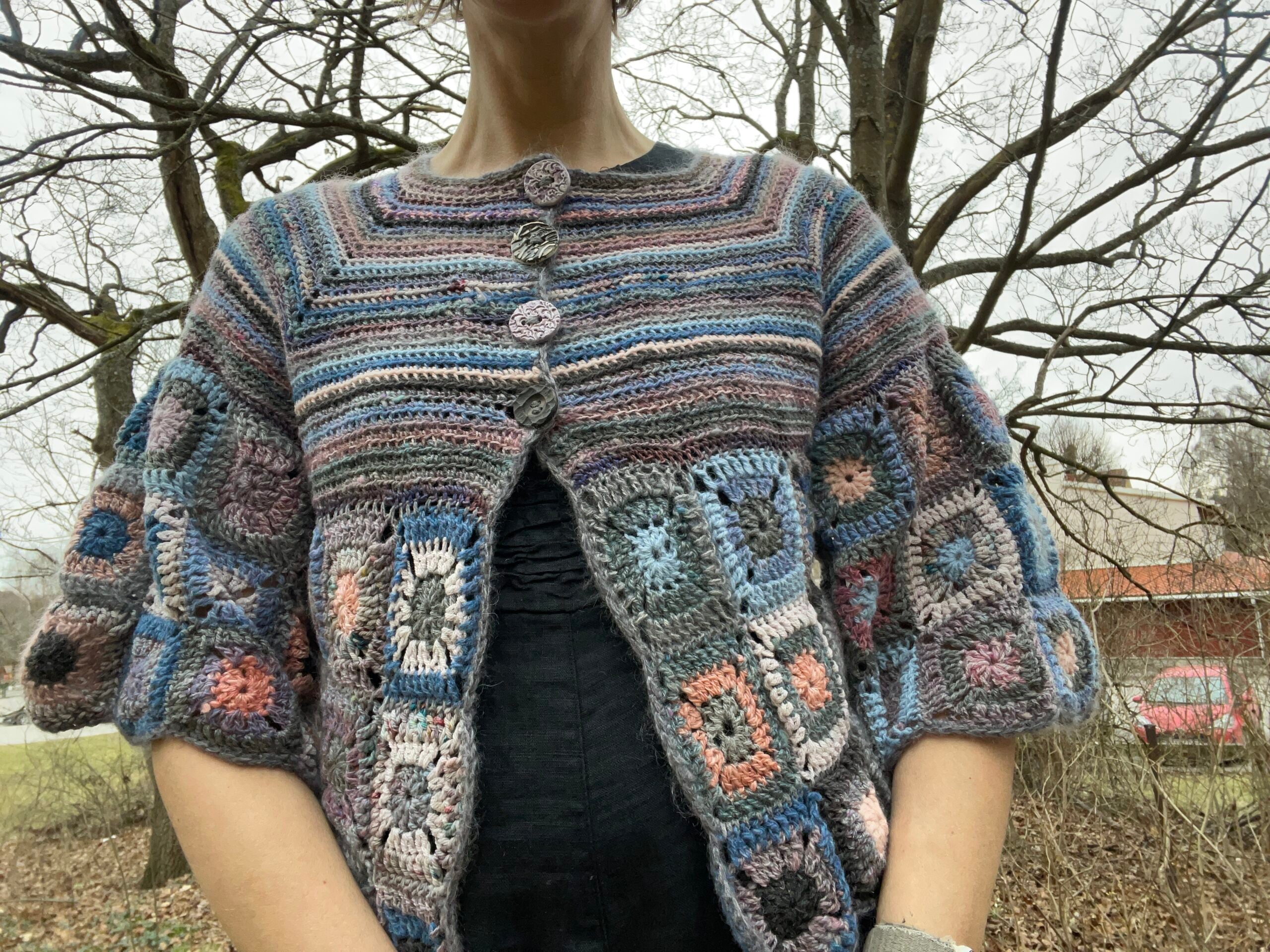 Grannycore, crocheted sweater