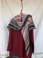 Shawl in pink, grey, and lavender