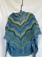 Lightweight shawl in blues and greens