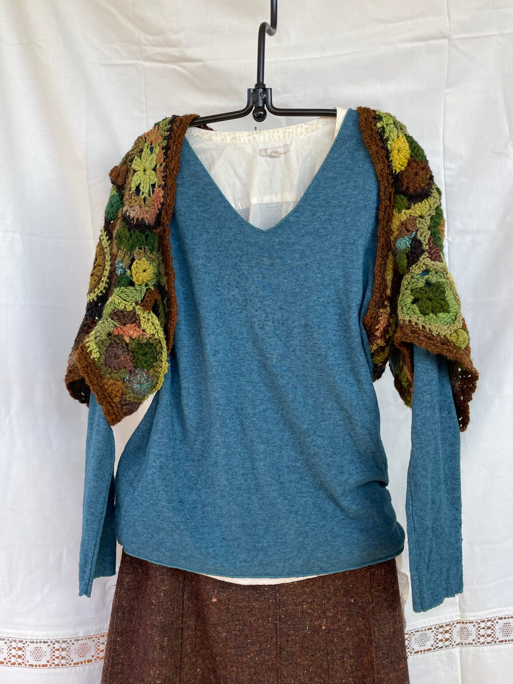 Forest Path, freeform crochet shrug