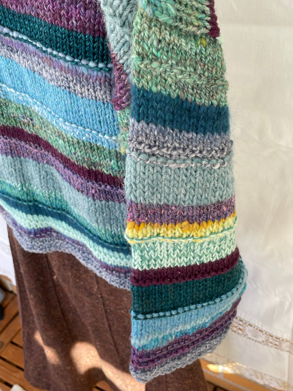 Rain Boots, handknit sweater
