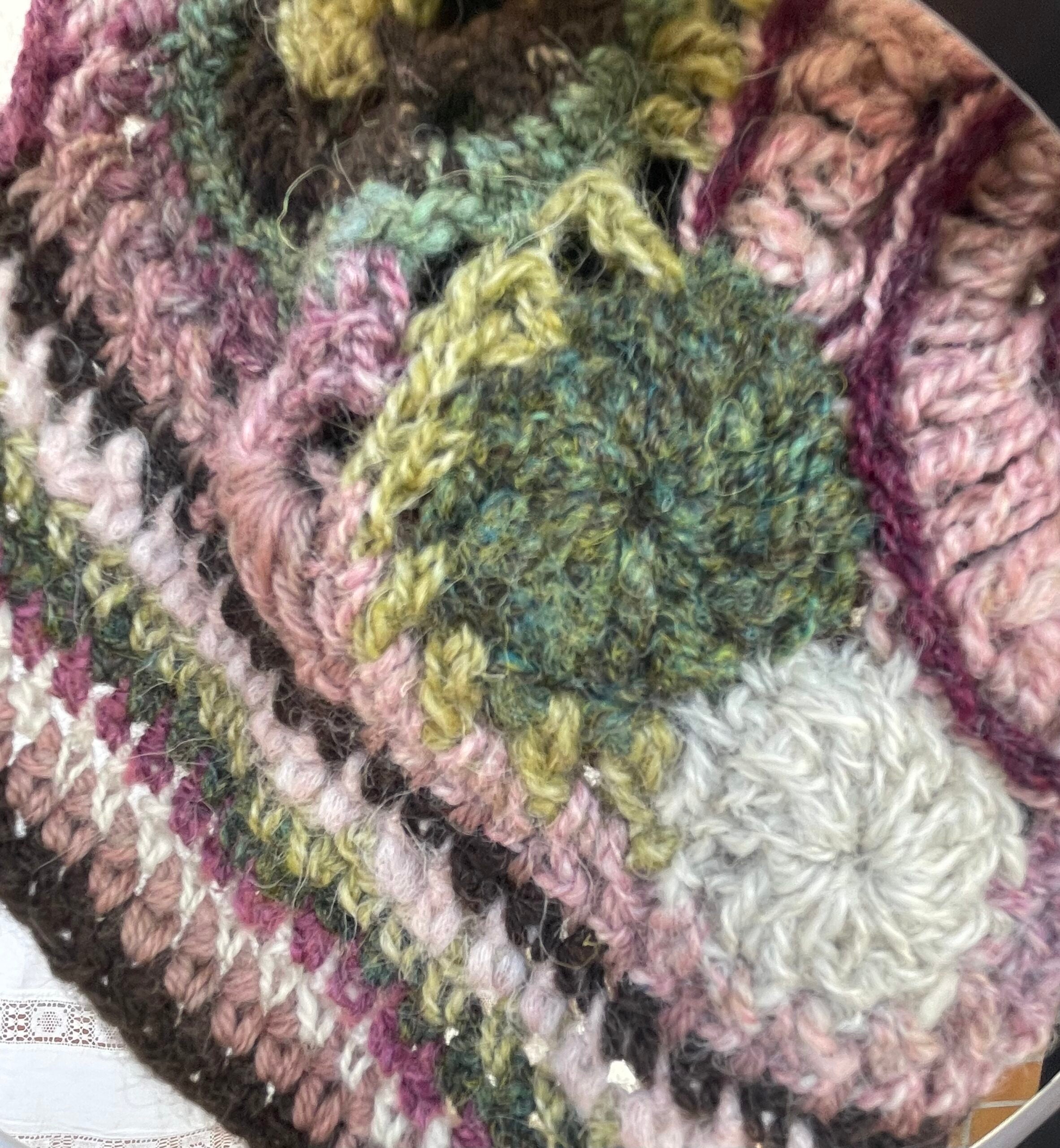 Heather, freeform crochet stocking cap with twisted tassel