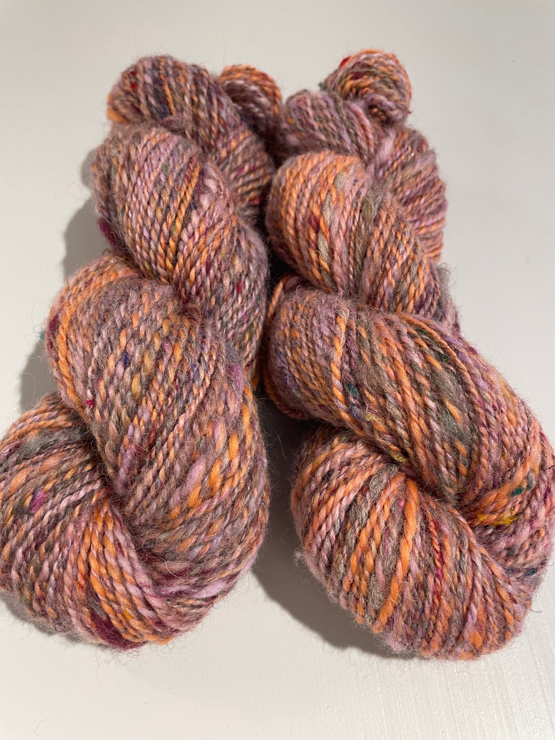 Sunset, handspun yarn
