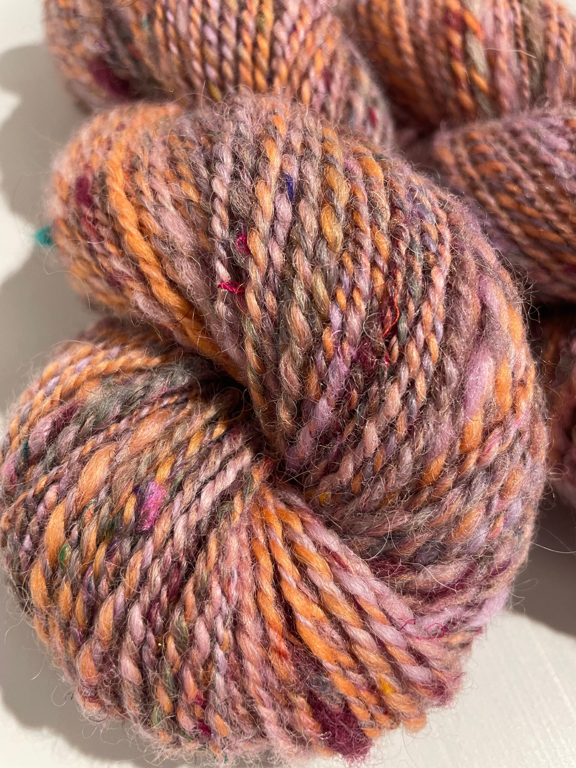 Sunset, handspun yarn