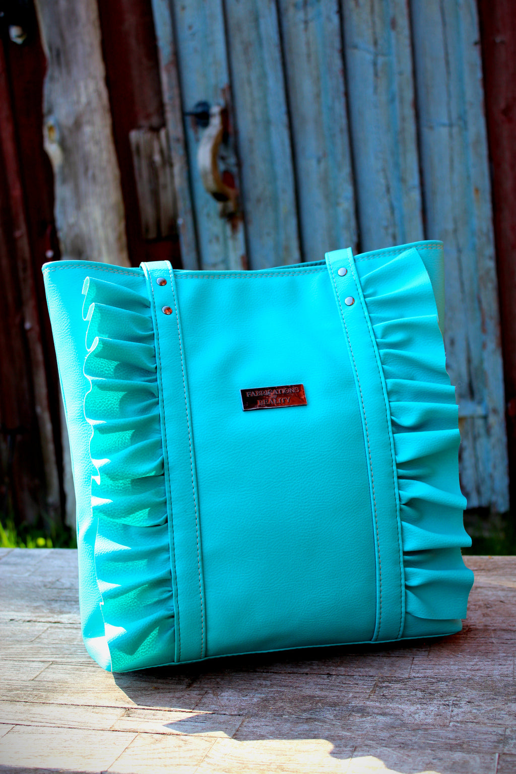 Rimini Ruffle Tote - ljust turkos