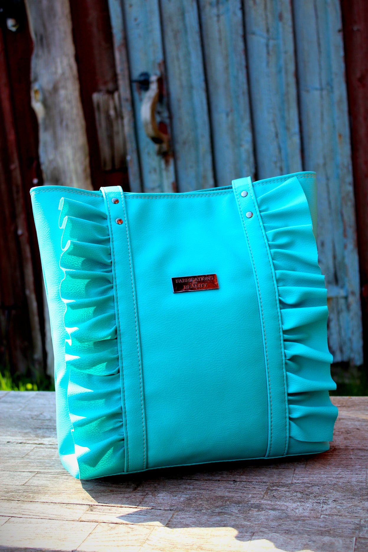 Rimini Ruffle Tote - ljust turkos