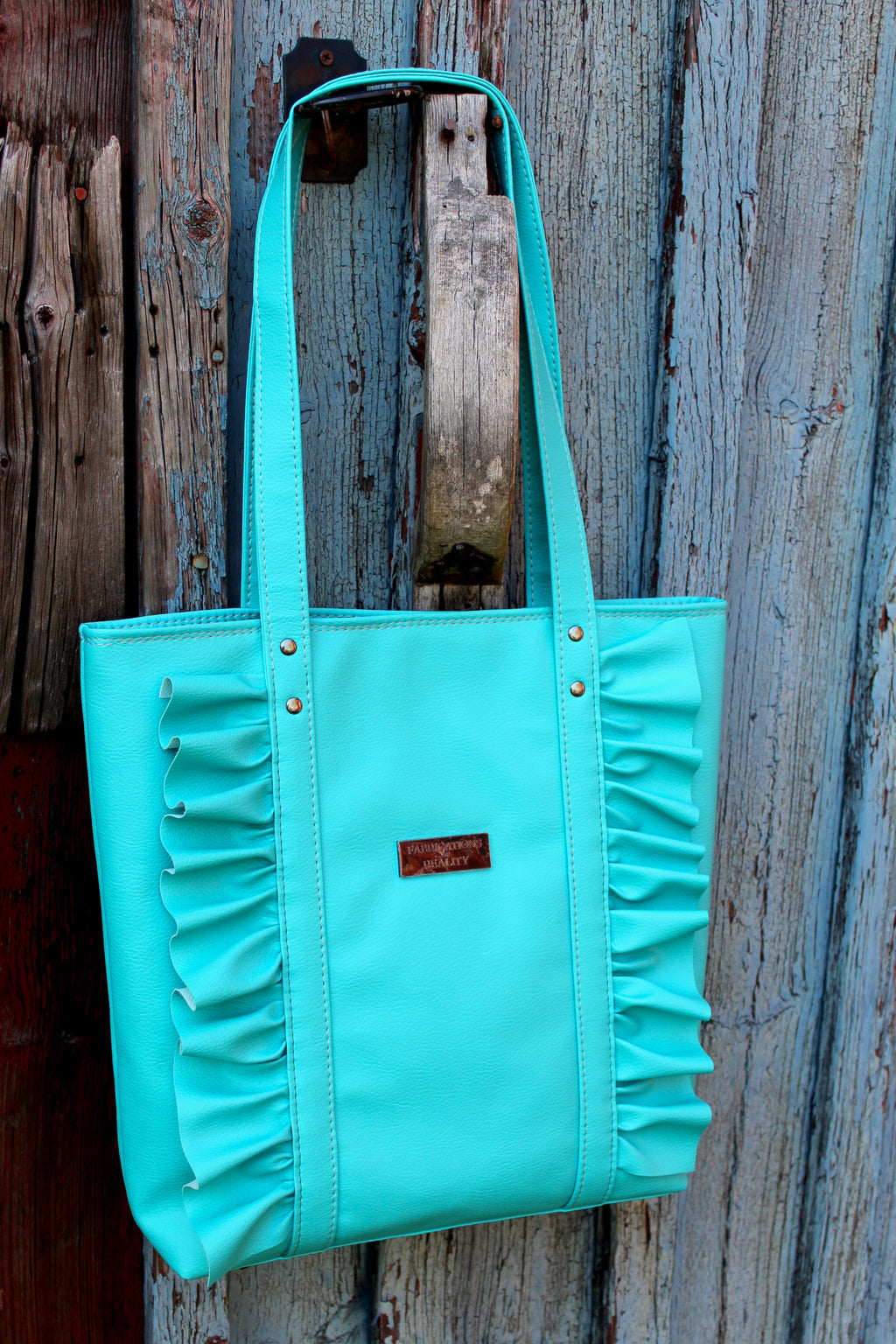 Rimini Ruffle Tote - ljust turkos
