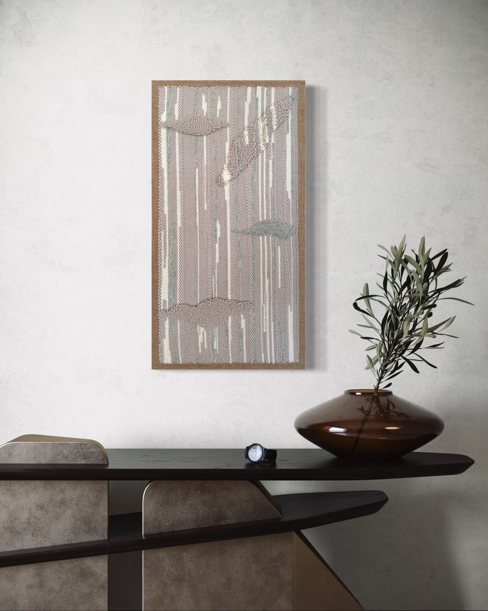 Snow road texturerad garn tavla