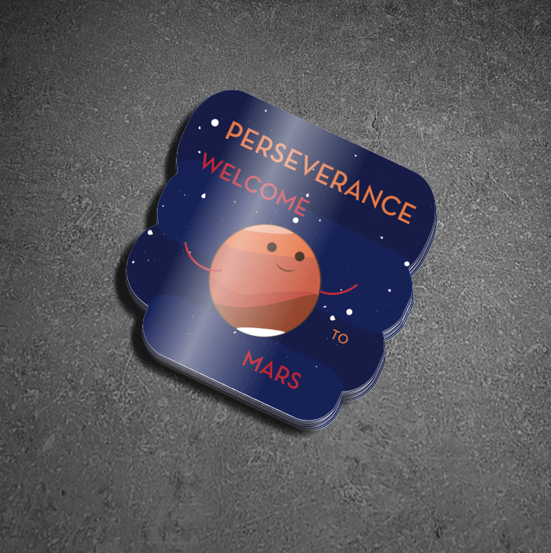 Klistermärke, Mars Perseverance Welcome to Mars, Cute/Gullig