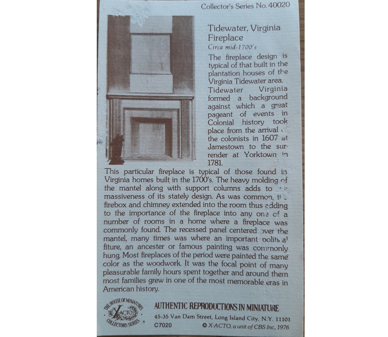 Miniatyr: Tidewater Virginia kamin, skala 1:12