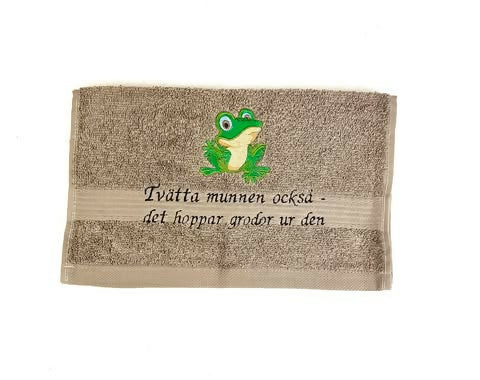 Broderad handduk groda