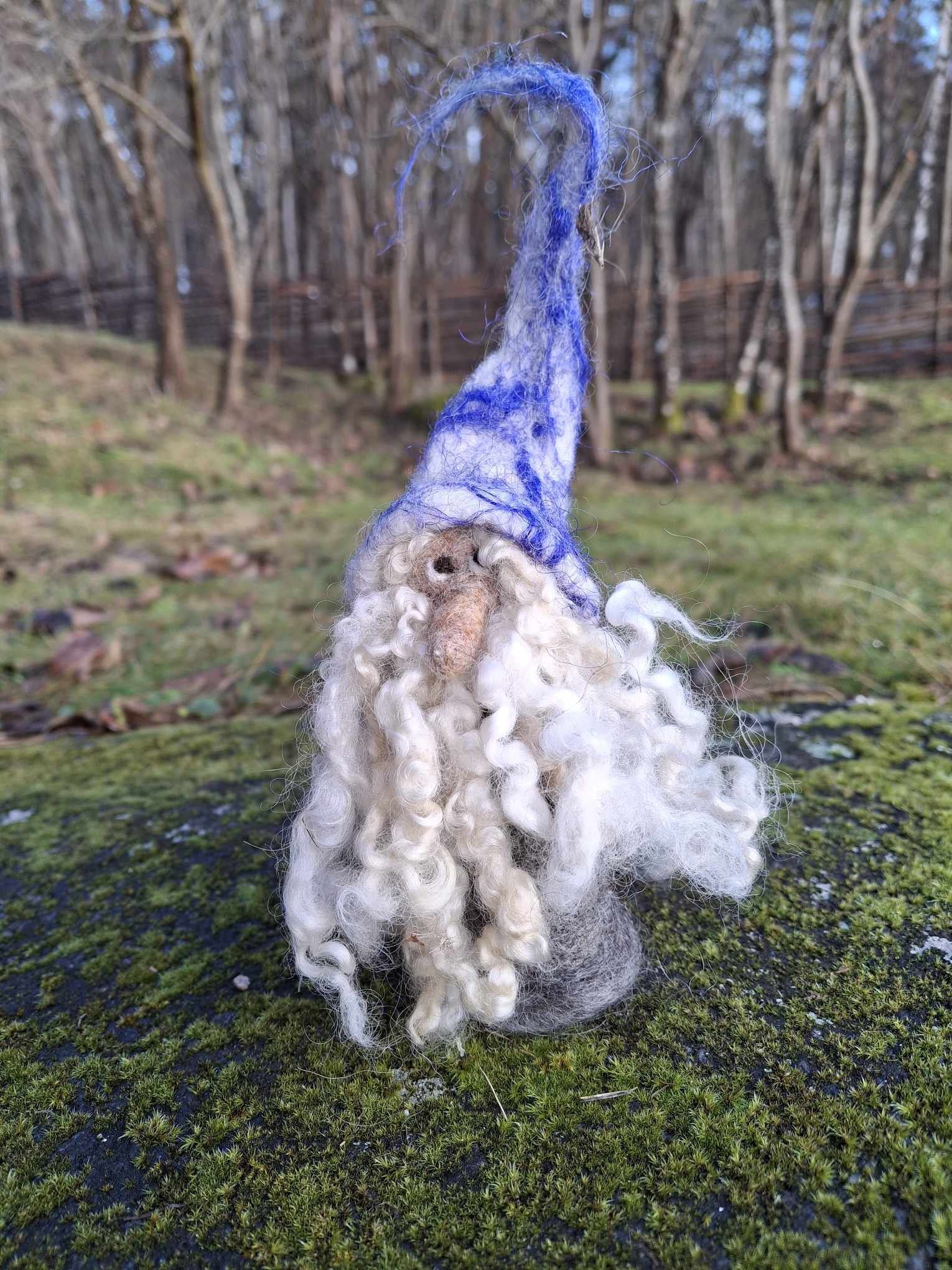 Tomte med glitterblå luva