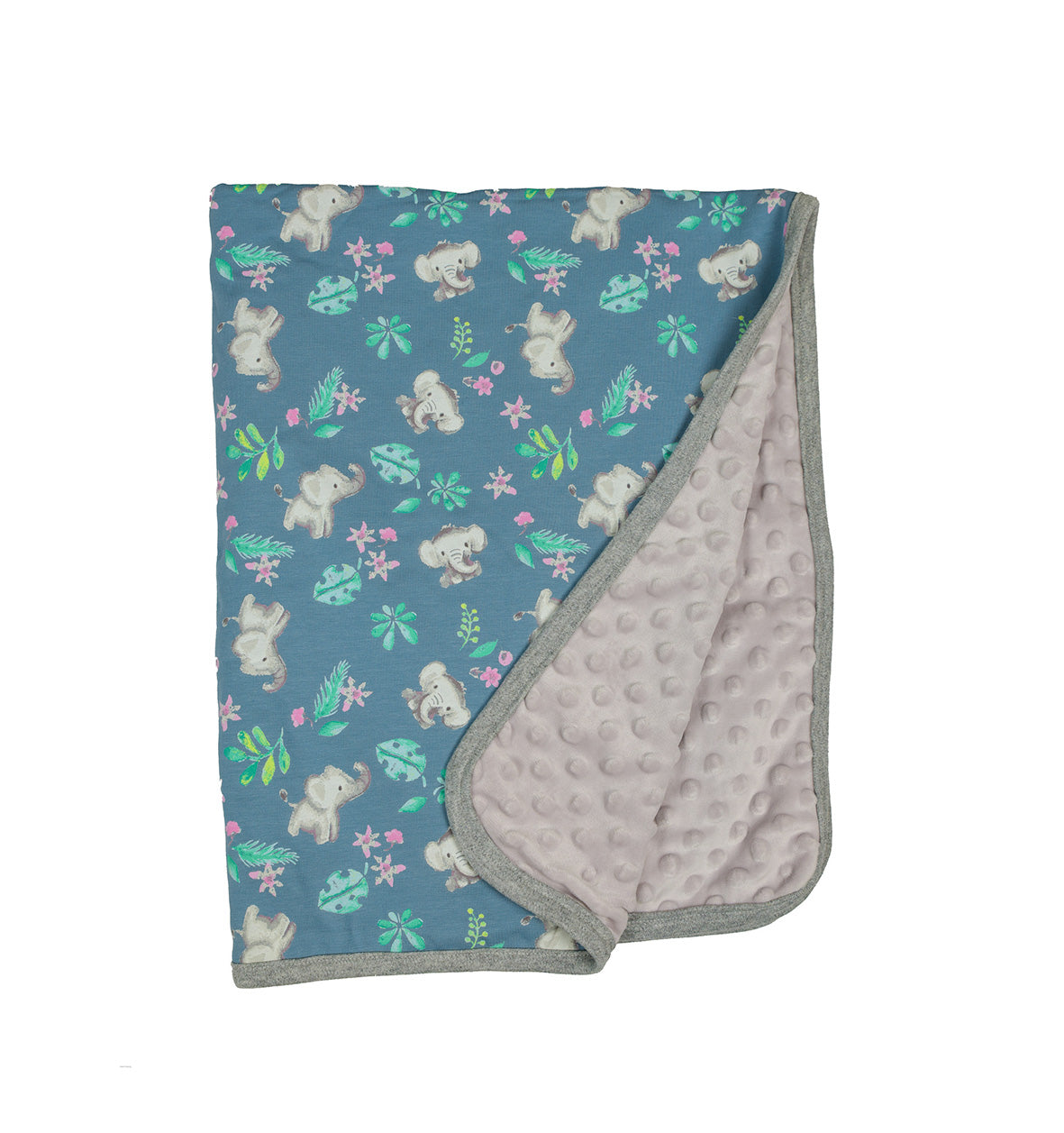 Babyfilt, blå med elefanter