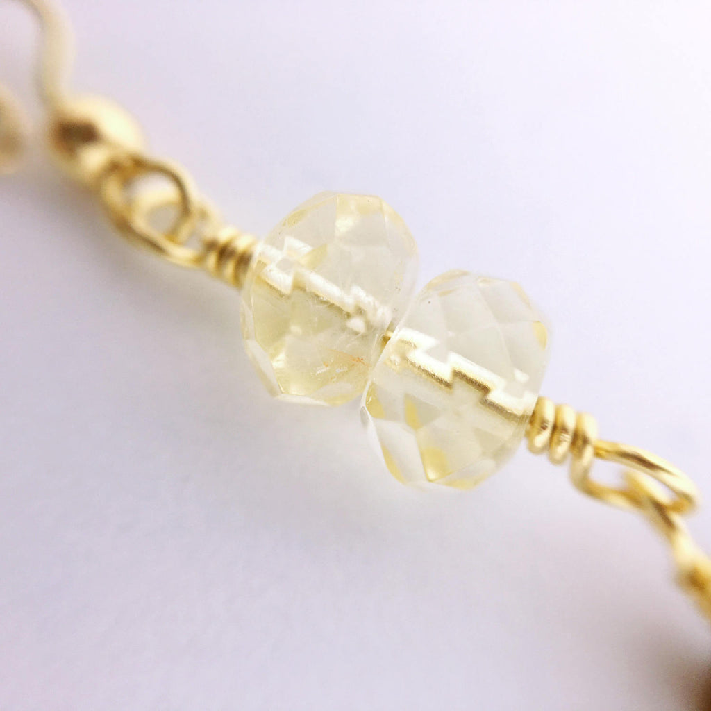 "DELPHI" Short Gemstone Rosary Necklace, with Citrine, Black Onyx, Carnelian, &amp; Tiger's Eye