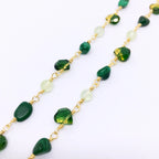 "Suzhou" Short Gemstone Rosary Necklace, with Malachite, Prehnite, &amp; Green Quartz