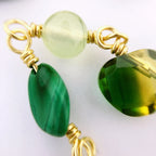 "Suzhou" Short Gemstone Rosary Necklace, with Malachite, Prehnite, &amp; Green Quartz