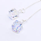 Swarovski Cube Sterling Silver Ear Threaders