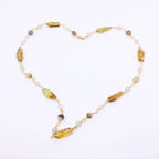 "BABYLON" Short Gemstone Rosary Necklace, with Citrine, Botswana Agate, &amp; White Moonstone