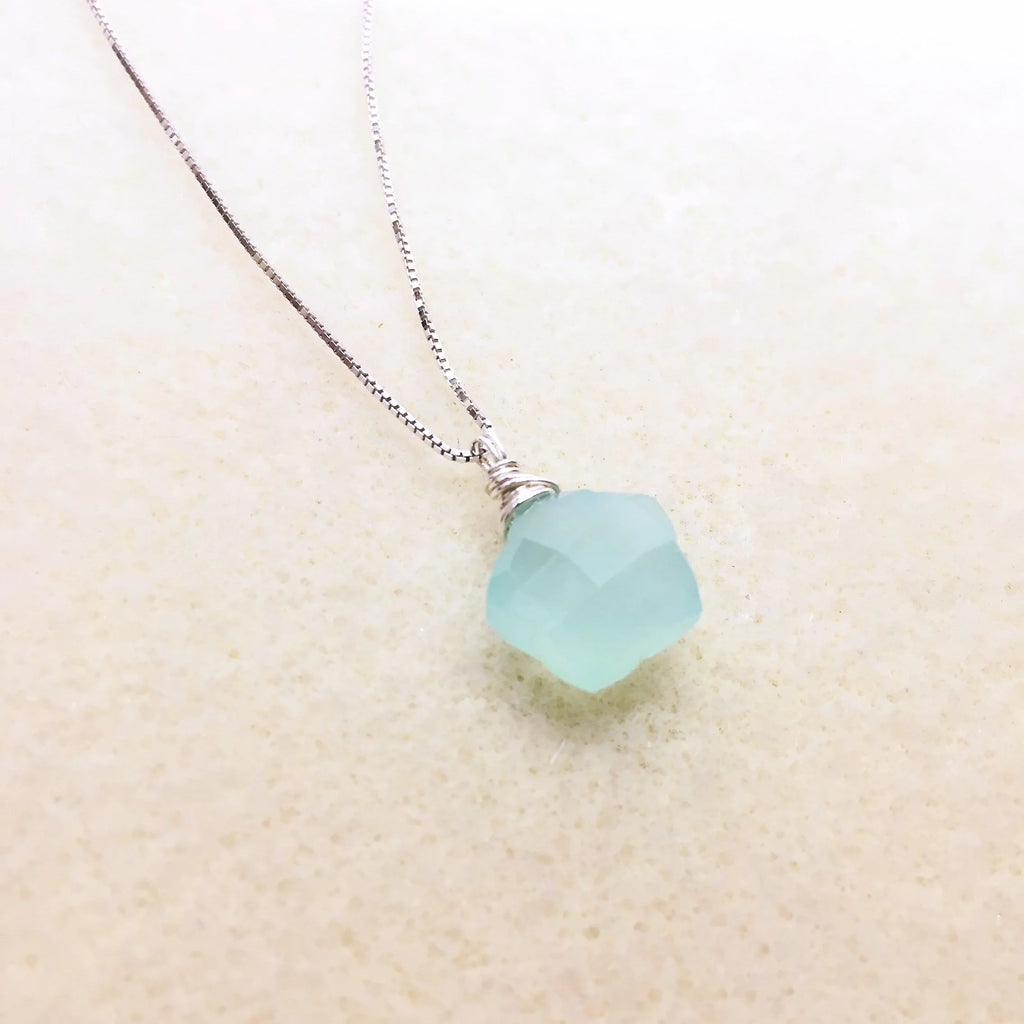 Minimalist Hydro Quartz Necklace - Sterling Silver chain
