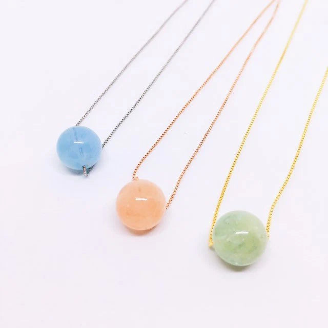 Minimalist Gemstone Necklace - Sterling Silver chain