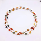 "CHANG'AN" Long Gemstone Rosary Necklace, with Rutilated Quartz &amp; Freshwater Pearl