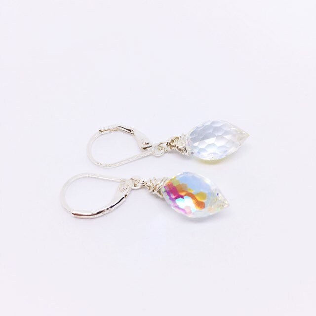 Large Hydro Quartz Sterling Silver Earrings