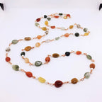 "CHANG'AN" Long Gemstone Rosary Necklace, with Rutilated Quartz &amp; Freshwater Pearl