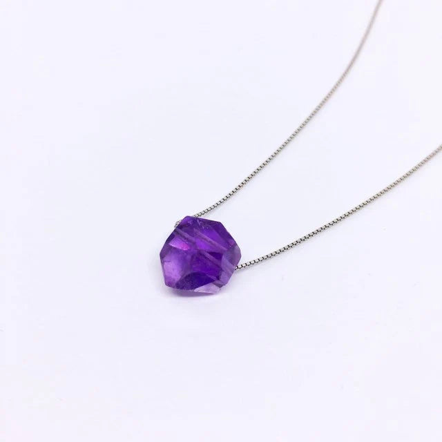 Minimalist Gemstone Necklace - Sterling Silver chain