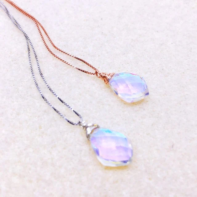 Minimalist Hydro Quartz Necklace - Sterling Silver chain