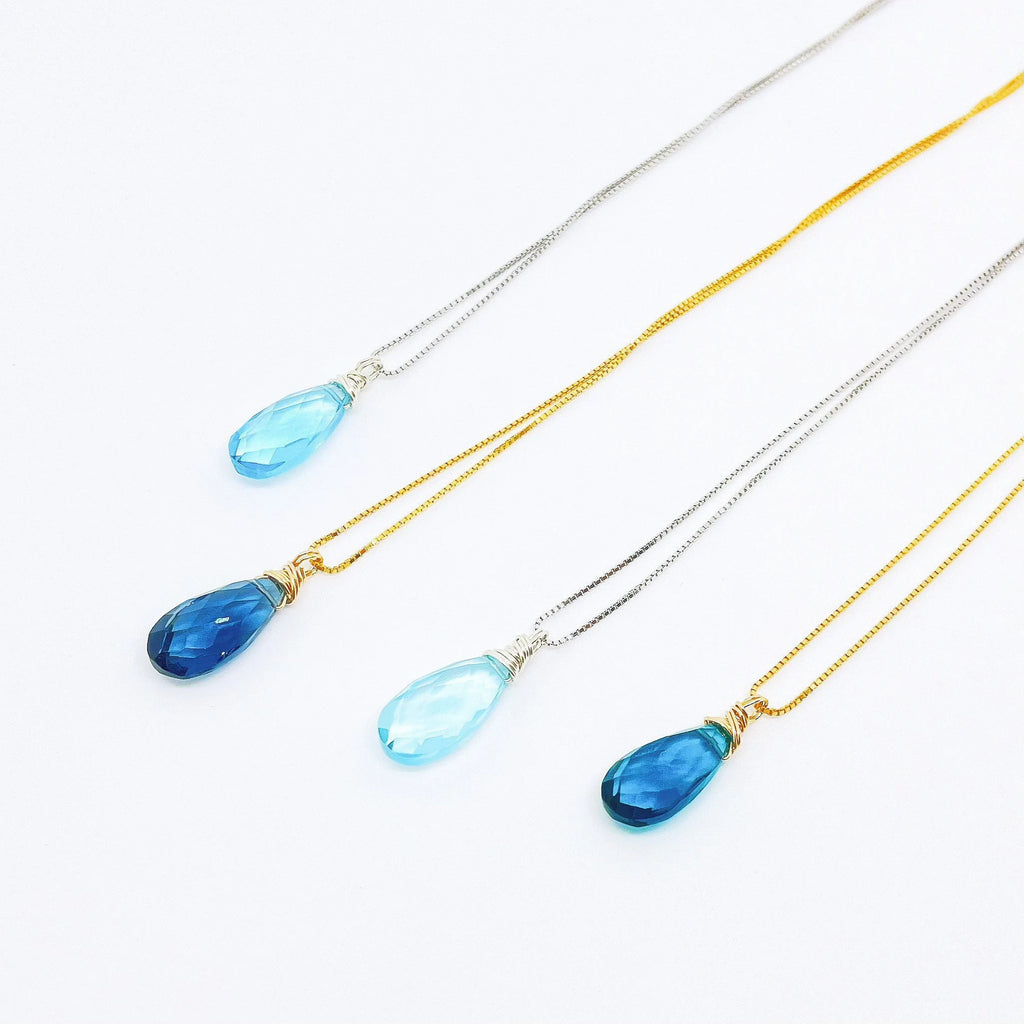 Minimalist Hydro Quartz Necklace - Sterling Silver chain