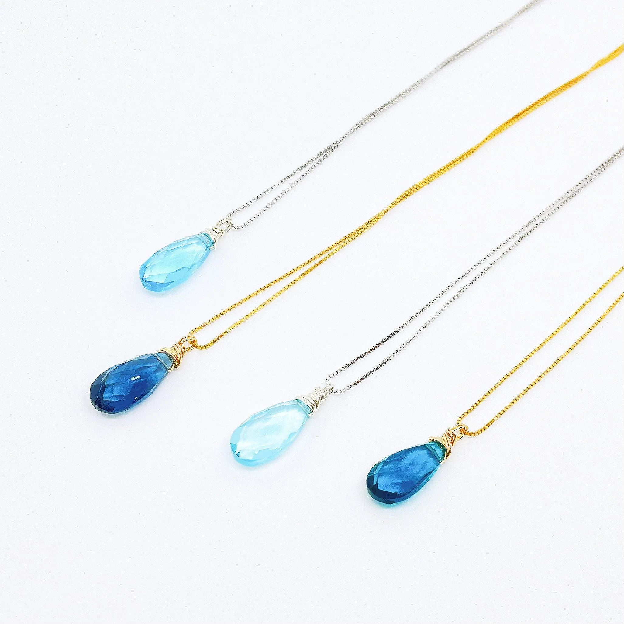 Minimalist Hydro Quartz Necklace - Sterling Silver chain