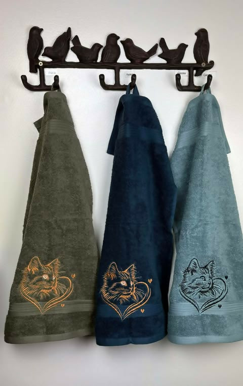 Frottéhandduk med katthuvud