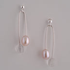 Örhängen rosa pärlor och kristall