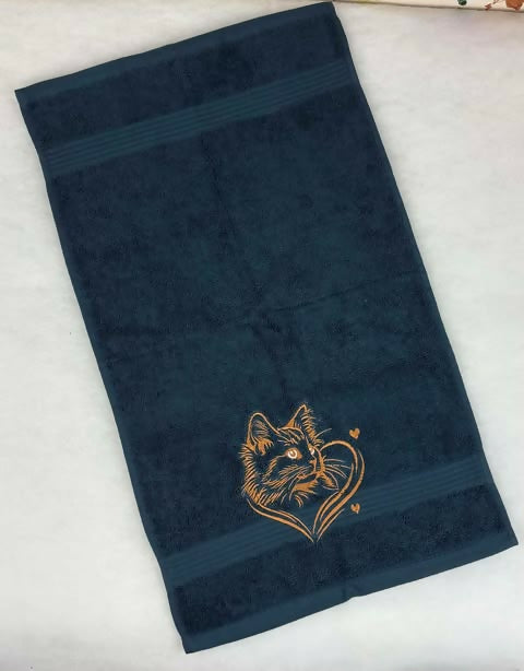 Frottéhandduk med katthuvud