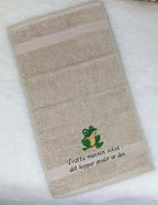 Broderad handduk groda