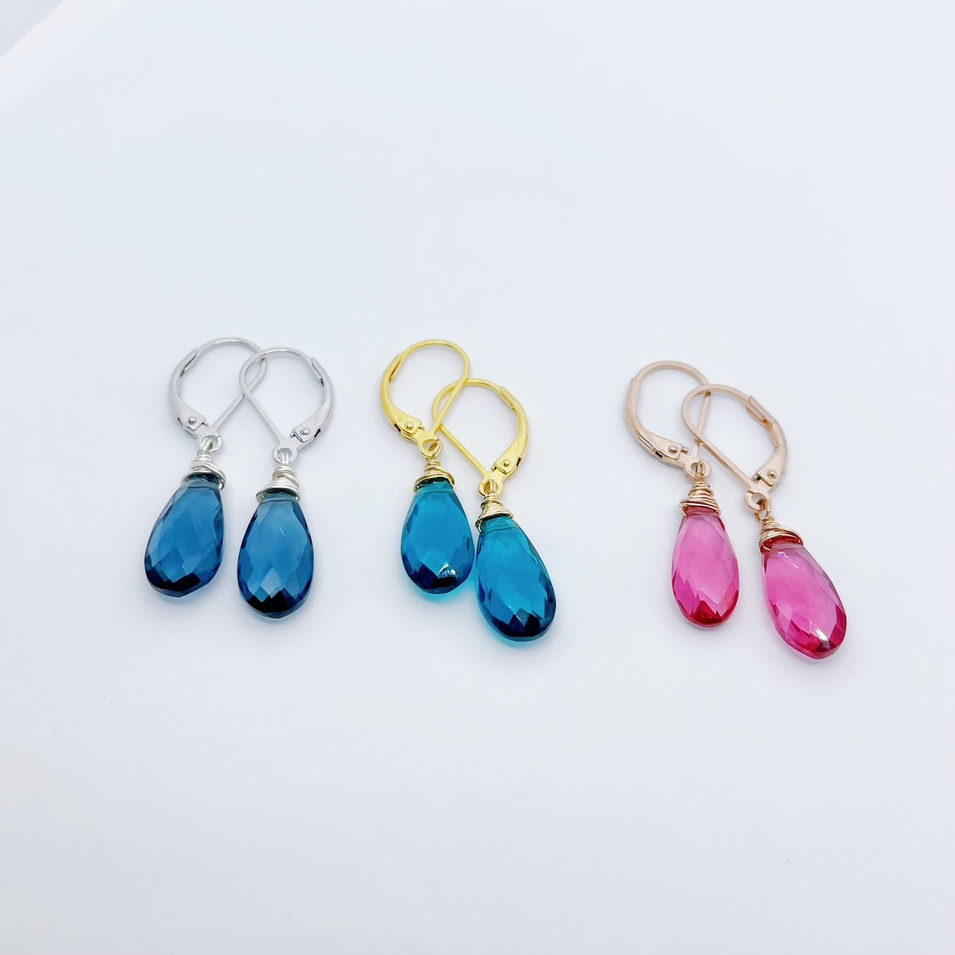 Large Hydro Quartz Sterling Silver Earrings