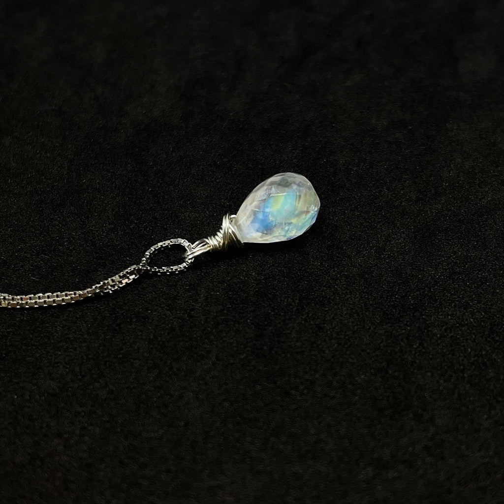 Small teardrop gemstone necklace