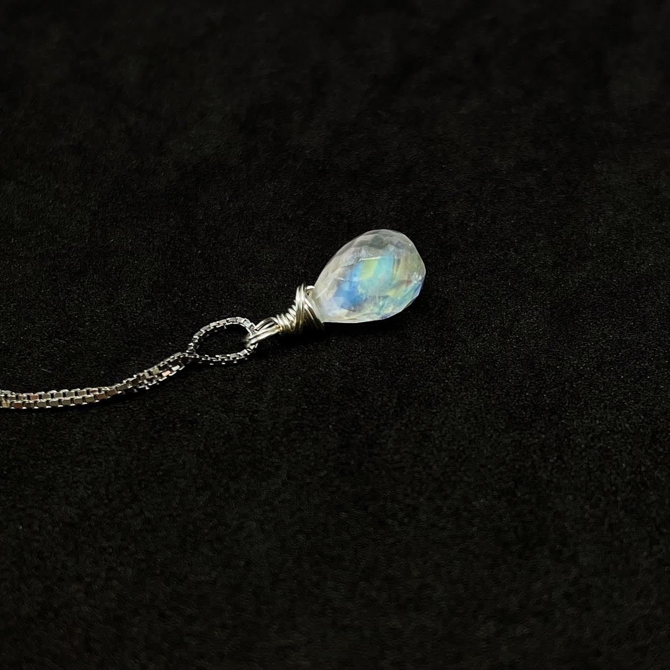 Small teardrop gemstone necklace