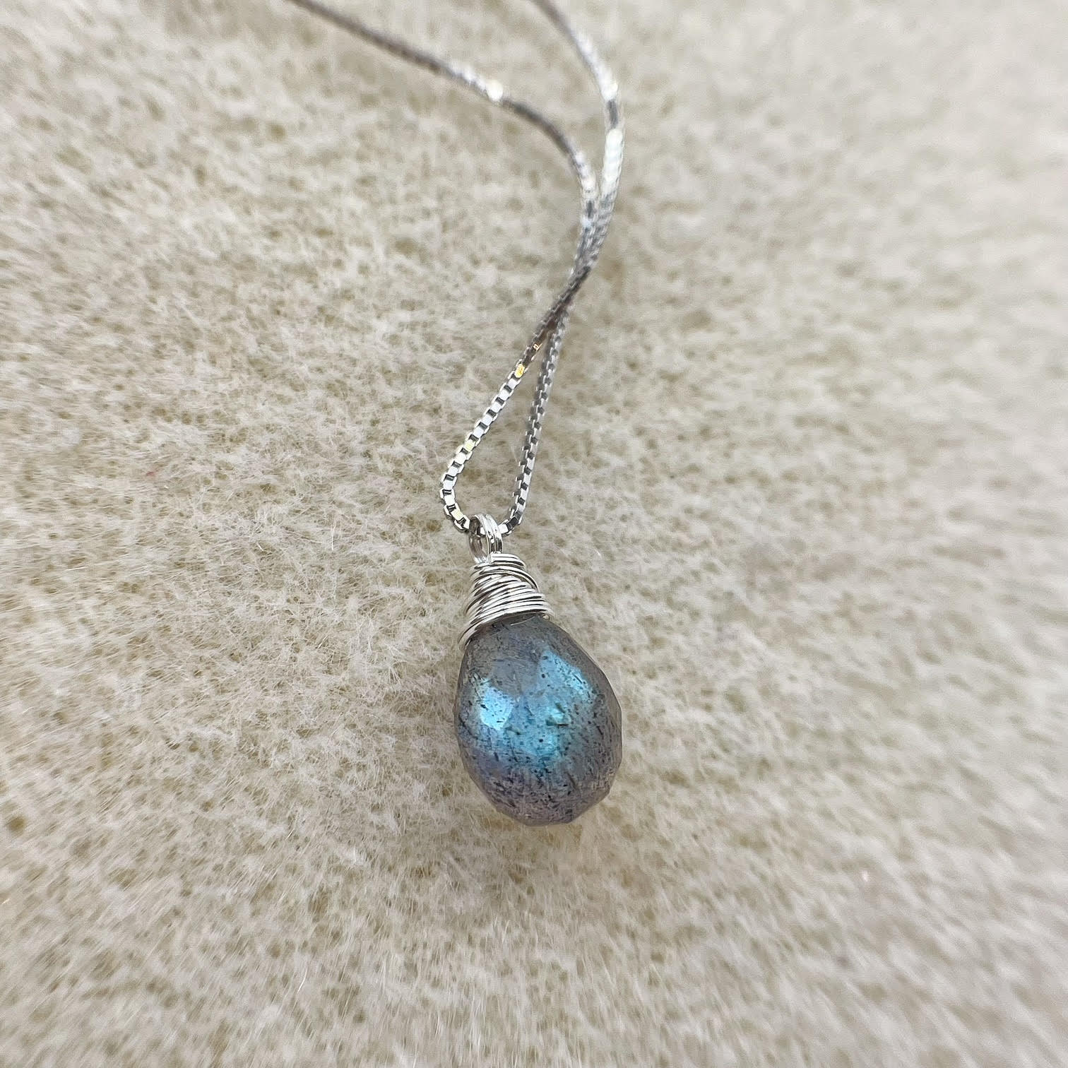 Small teardrop gemstone necklace