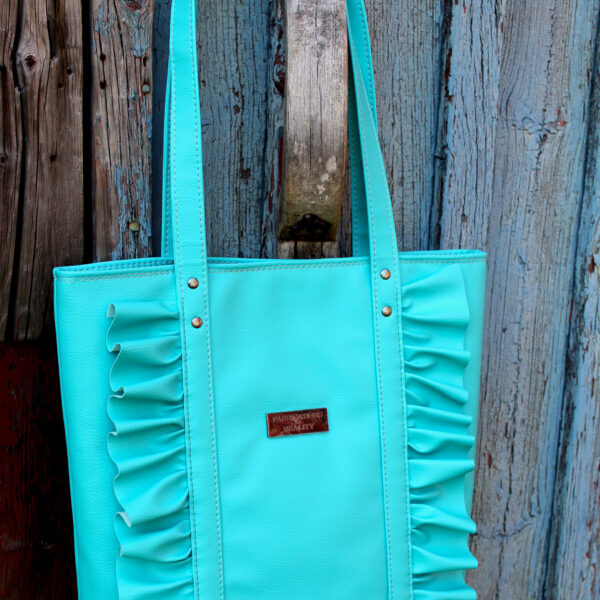 Rimini Ruffle Tote - ljust turkos