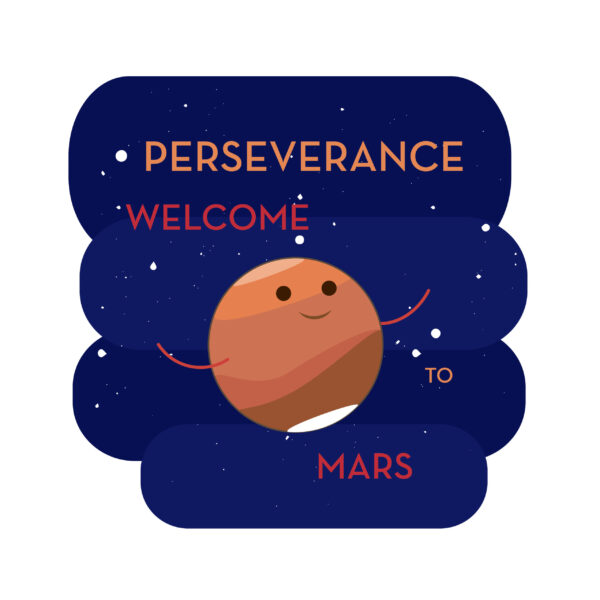 Klistermärke, Mars Perseverance Welcome to Mars, Cute/Gullig