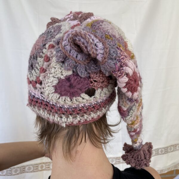 Emily, freeform crochet stocking cap