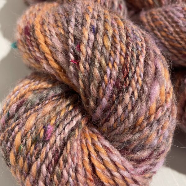 Sunset, handspun yarn