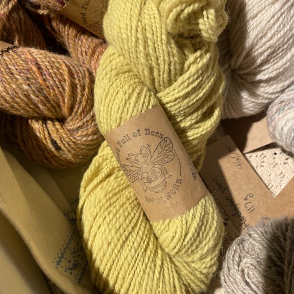 Handspun yarn dyed with dandelions