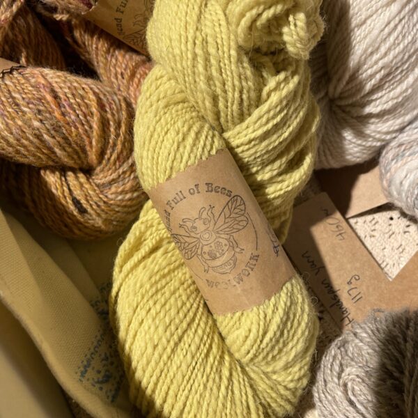 Handspun yarn dyed with dandelions